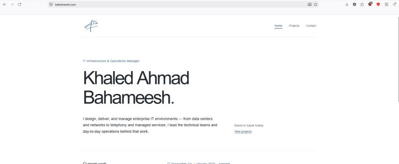 Screenshot of the bahameesh.com home page hosted on Cloudflare.